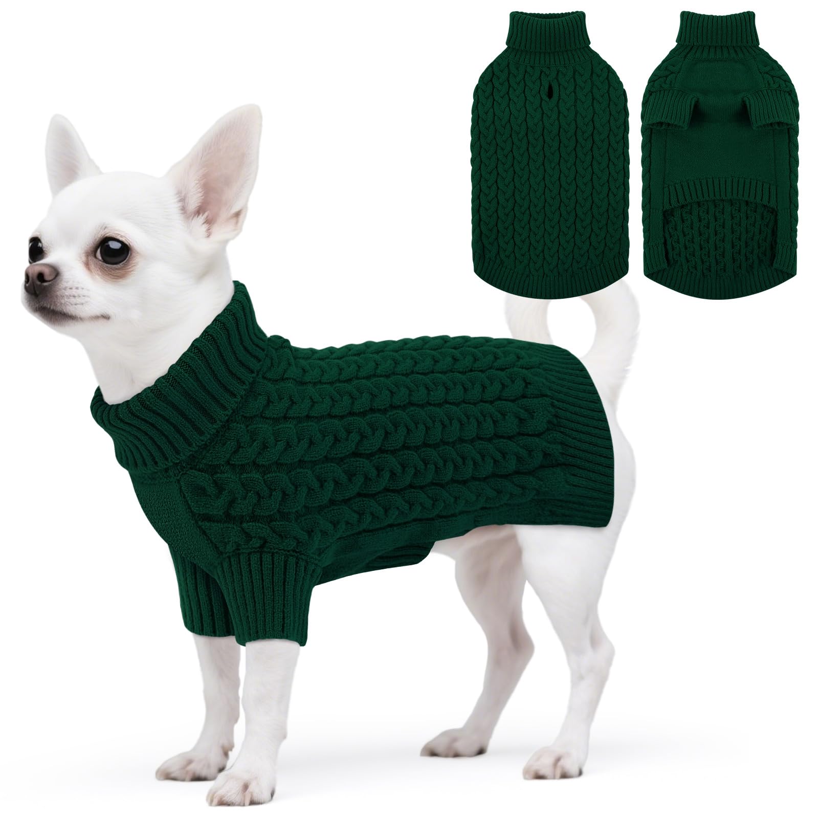 ASENKU Pull Chien Petite Taille XS, Pull-Overs pour Chien avec Manches,Hiver Tricot Col Roulé Pull Chaud pour Chiens, Manteau pour Chiens pour Bouledogue Français Teckel Chihuahua