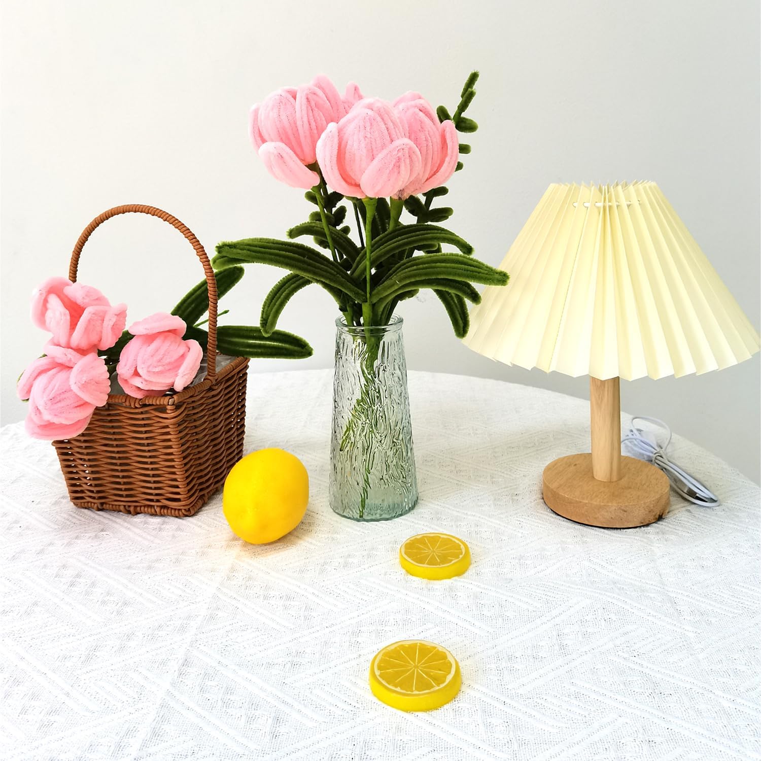 Pipe Cleaner Set, 200 Pcs, with Floral Wires and Floral Tape, Chenille Stems for Tulip Bouquet Making, Kids DIY Craft Projects and Decorations (Peach and Olive Green kit) 2