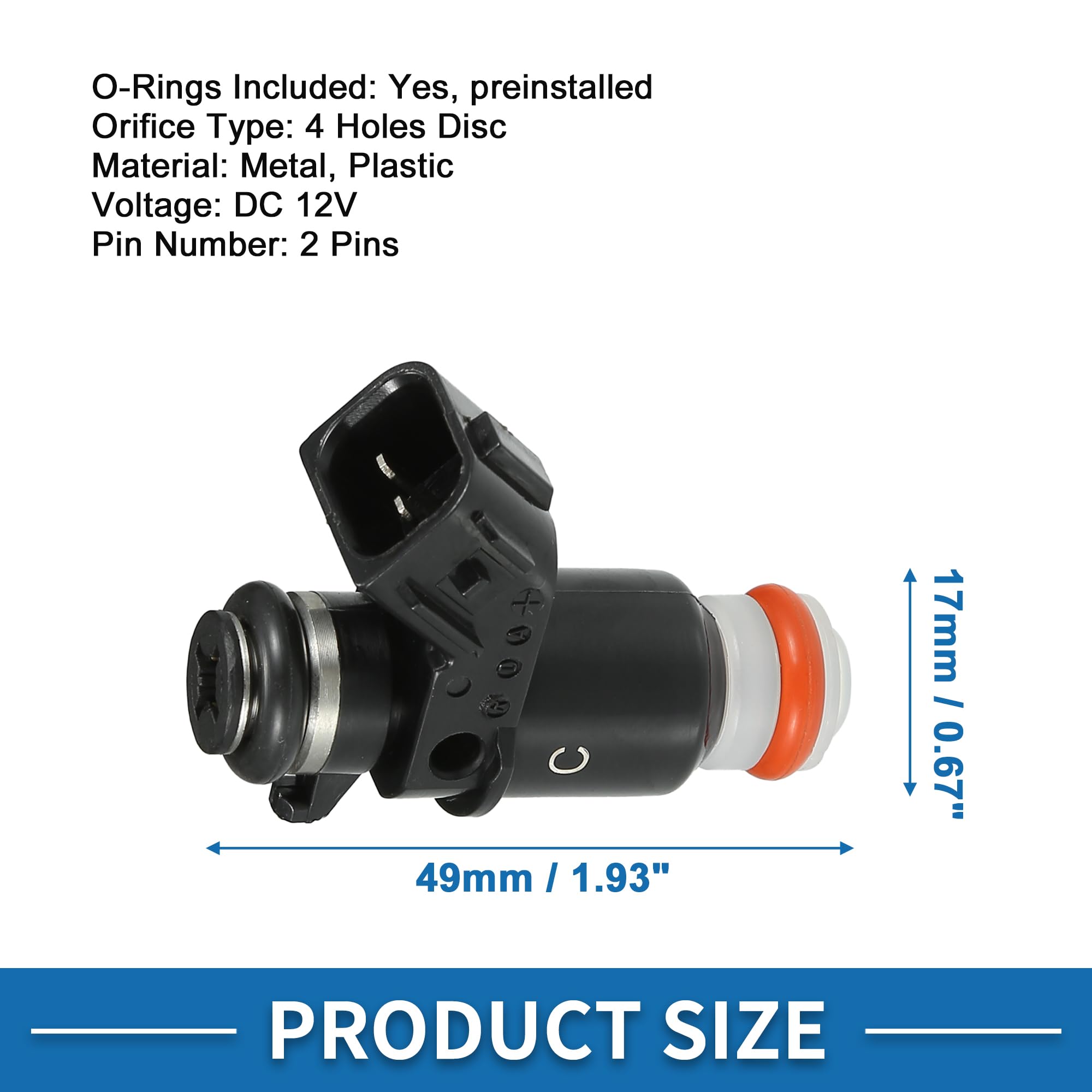 A ABSOPRO Iniettore Di Carburante Per Honda Civic 01-05 4 Pezzi | Colore Nero, Materiale Metallo Plastica, Tensione 12V, OE 16450-PLC-003, Per DX LX Value Package D17A6