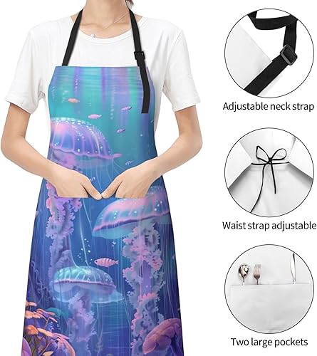 Miniatura 4 de Waterproof Apron With 2 Pockets,Kitchen Chef Aprons Bibs For Cooking Baking Painting Gardening Grooming