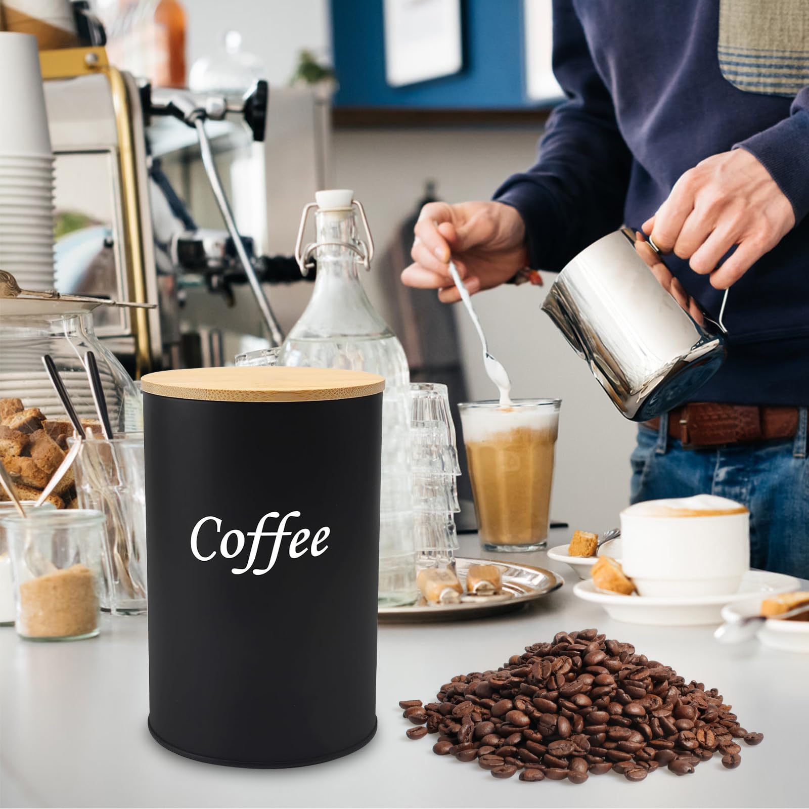3 Stück Kaffeedose Luftdicht 500g, 500ML Kaffeebohnen Behälter, Kaffeebehälter Luftdicht für Kaffeebohnen Aufbewahrung, Kaffee dose für Kaffee mit