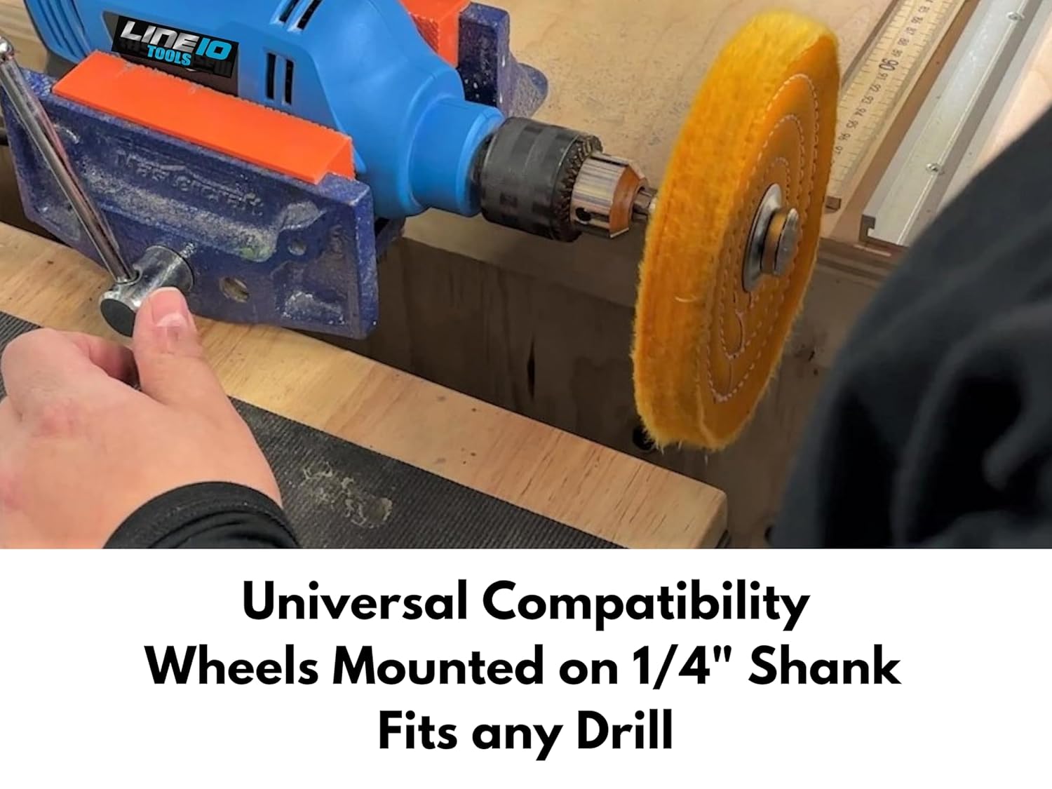 LINE10 Tools Metal Buffing Kit, 6 Polishing Compounds, Drill Buffers, 1/4" Shank Polishing Wheels for Drill, Aluminum Mags, Stainless Steel, Chrome Brass, Gold