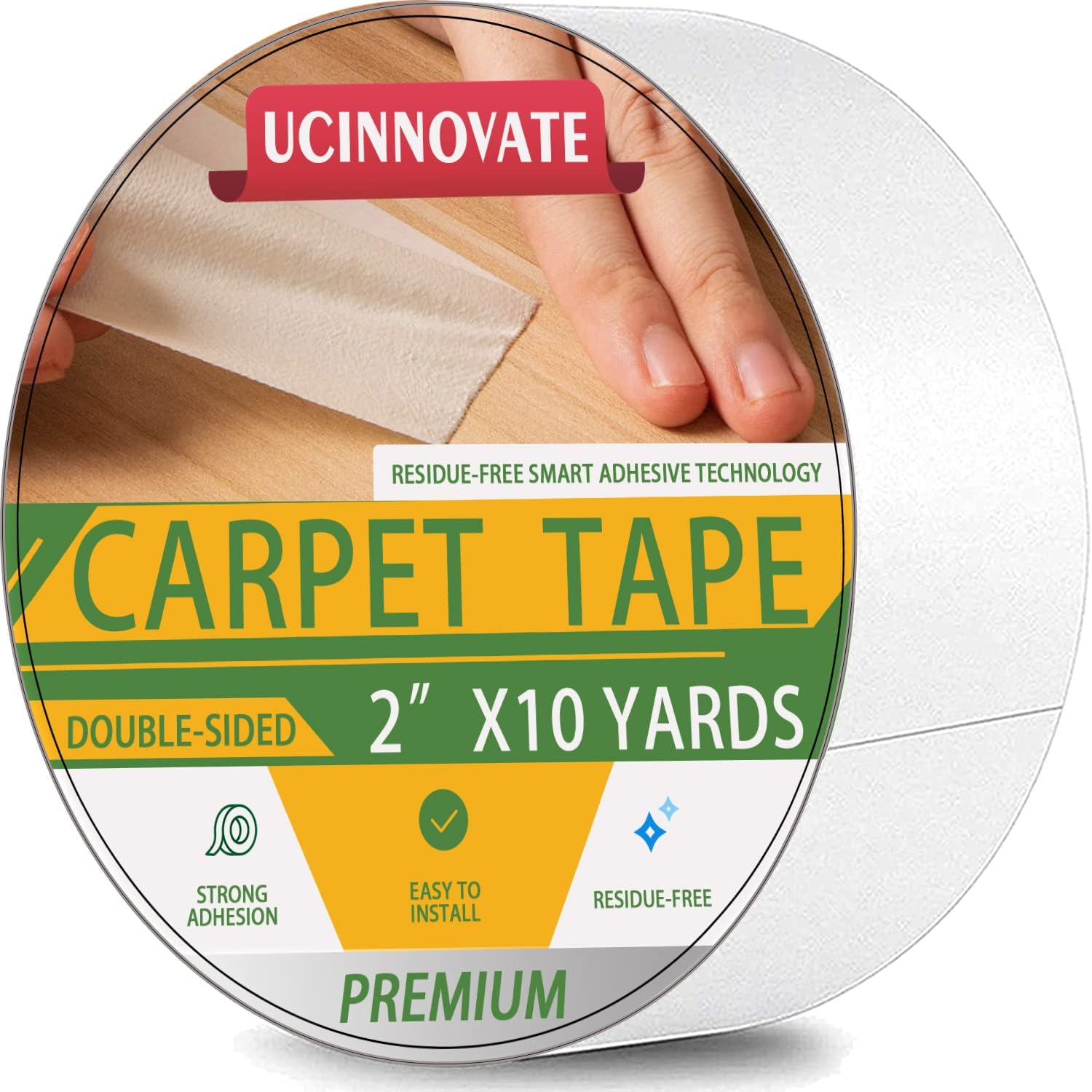 XFasten Double Sided Carpet Tape for Area Rugs, ResidueFree, 2Inch x