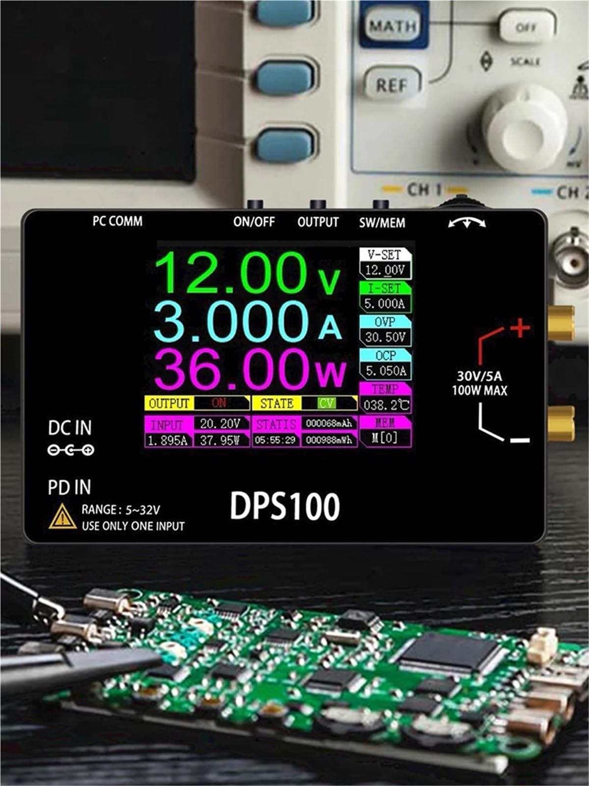 Alimentatore da Banco, Alimentatore da laboratorio tascabile DPS100 DC 30V 5A 100W regolatore di tensione programmabile banco dimensioni tascabili