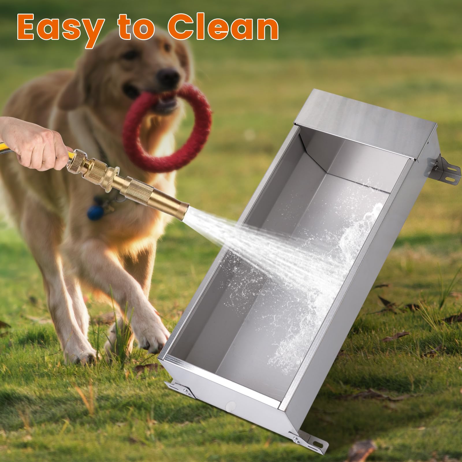 Canal automático de agua para ganado, tanque de agua para perros de gran capacidad, dispensador de cuenco de agua potable de acero inoxidable con kit de válvula flotante para caballo, cabra,
