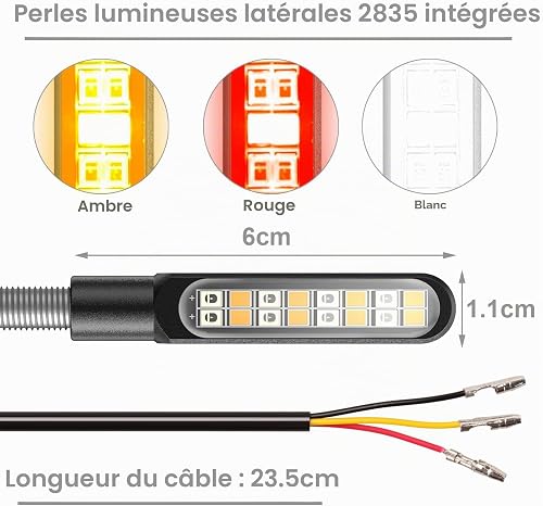 Kinstecks 4PCS Motorcycle Indicators Flowing Turn Signal Lights Motorbike Turning Indicators Daytime Running Lights Brake Lights 12V 16LED for Motorcycle Motorbike - 5