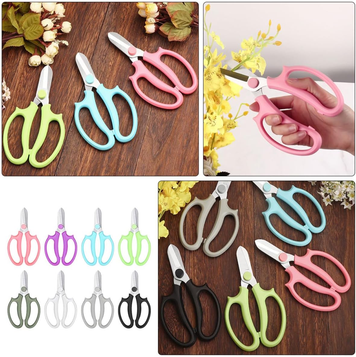 8pcs Multifunctional Garden Pruning Shears with Comfortable Handles, Floral and Orchard Scissors for Flower Cutting, Fruit Picking, and Plant Trimming in Garden Use