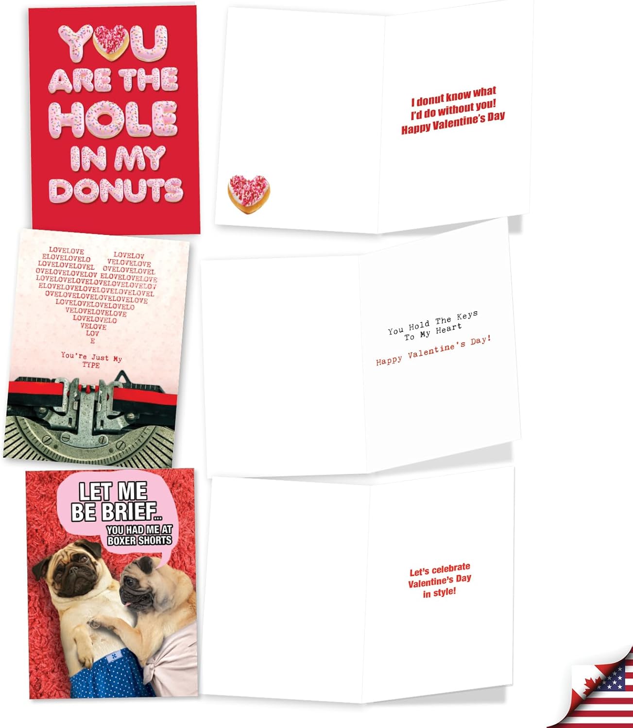 NobleWorks 20 Assorted Box Set Funny Valentine's Day Greeting Cards w/5 x 7 Inch Envelopes (10 Designs, 2 Each) Be Mine AC9380VDG-B2x10