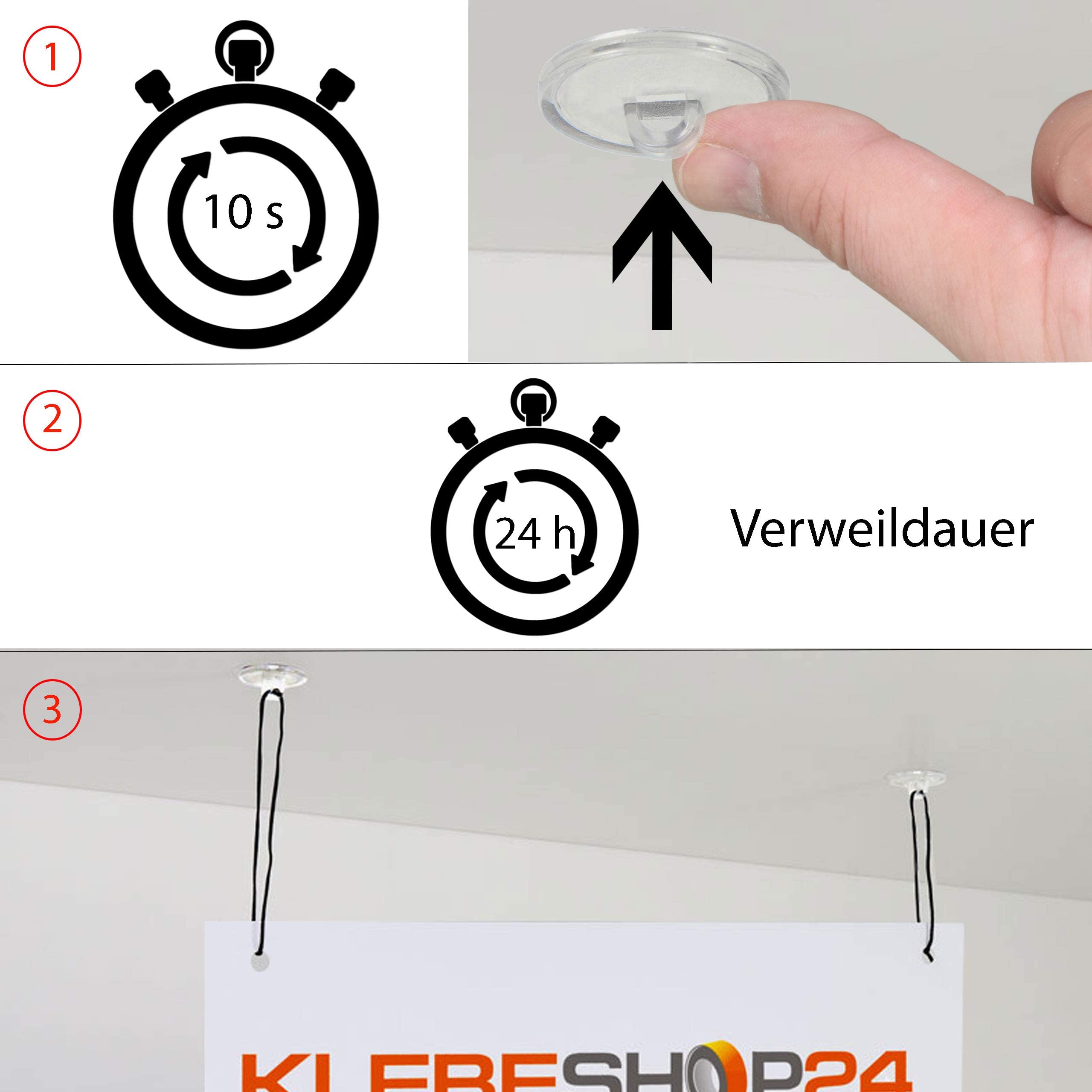 KLEBESHOP24 Lot de 100 œillets adhésifs blancs avec point adhésif en mousse | Non amovible, pour accrocher des panneaux publicitaires, des décorations et des éléments légers