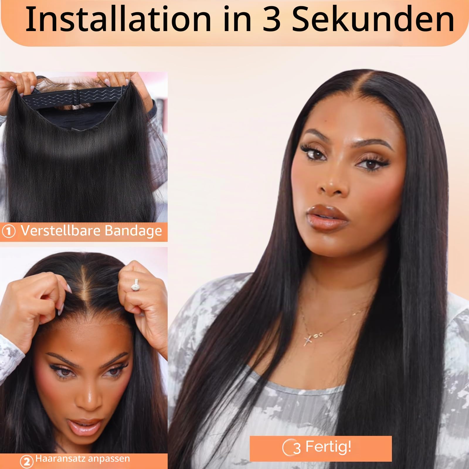 Oxeyegirl 18 Zoll 9x6 Straight 200% Density Glueless Wig HD Lace Front Human Hair Wigs For Black Women Pre Plucked Pre Cut 46cm