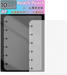 Rich Peach A7 シール帳 シール交換用【リフィル×20枚付き・キーホルダー式mini帳付・可愛らしいキーチェーン仕様 DIY PP製シート×2枚付・カラフルな DIY デコレーションチェーン 2 本付き】台紙 プラバン 透明 サイズ ミニ バインダー クリア カードポケット 収納 手帳 推し活 女の子 コラージュノート クリアタイプ (PPシート10枚, A7)