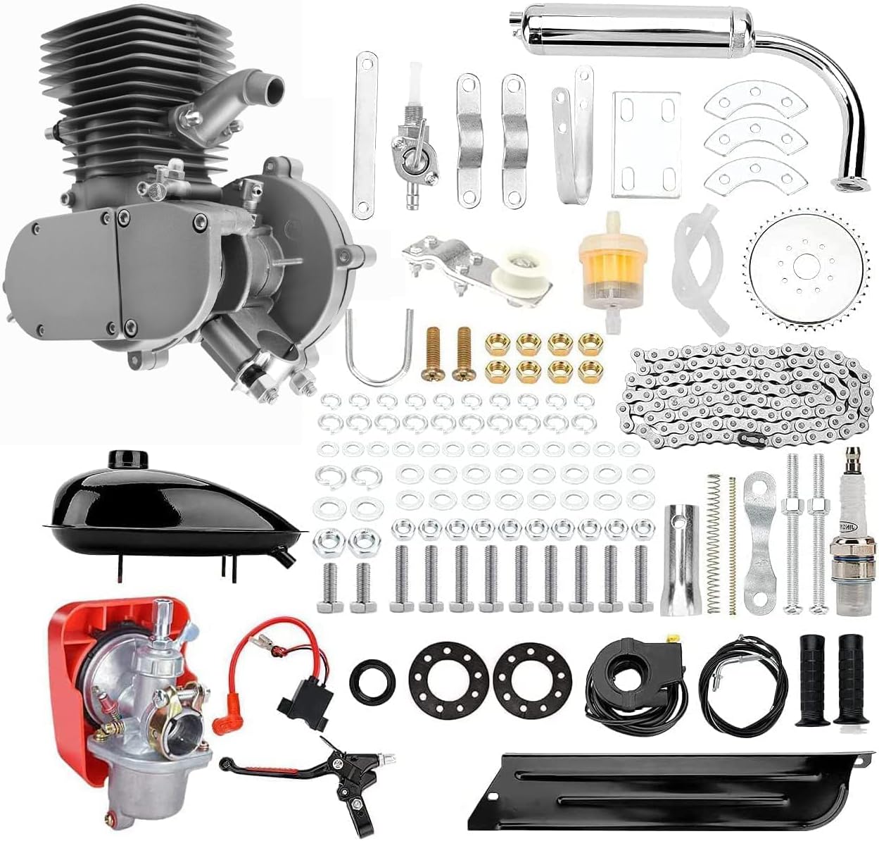 Bicycle Motor Kit 100cc 2 Stroke Gas Bike Engine Kit, Motorized Bicycle Engine Kit for 26" 28" V Frame Bicycle