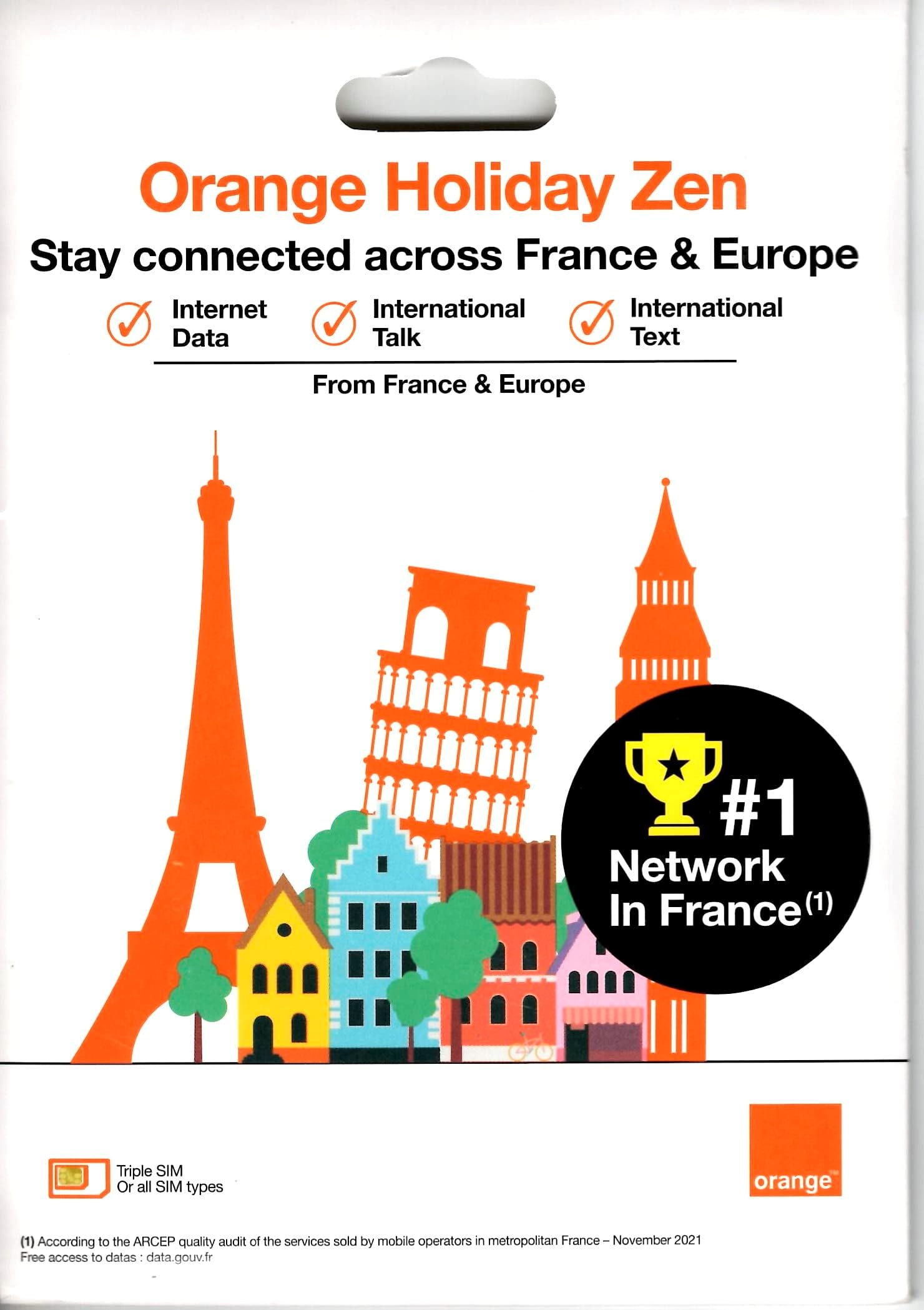 Orange Holiday Europe - 3GB Internet Data in 4G/LTE (currently 8GB promotion) + 30mn + 200 Texts from 30 Countries in Europe to Any Country Worldwide