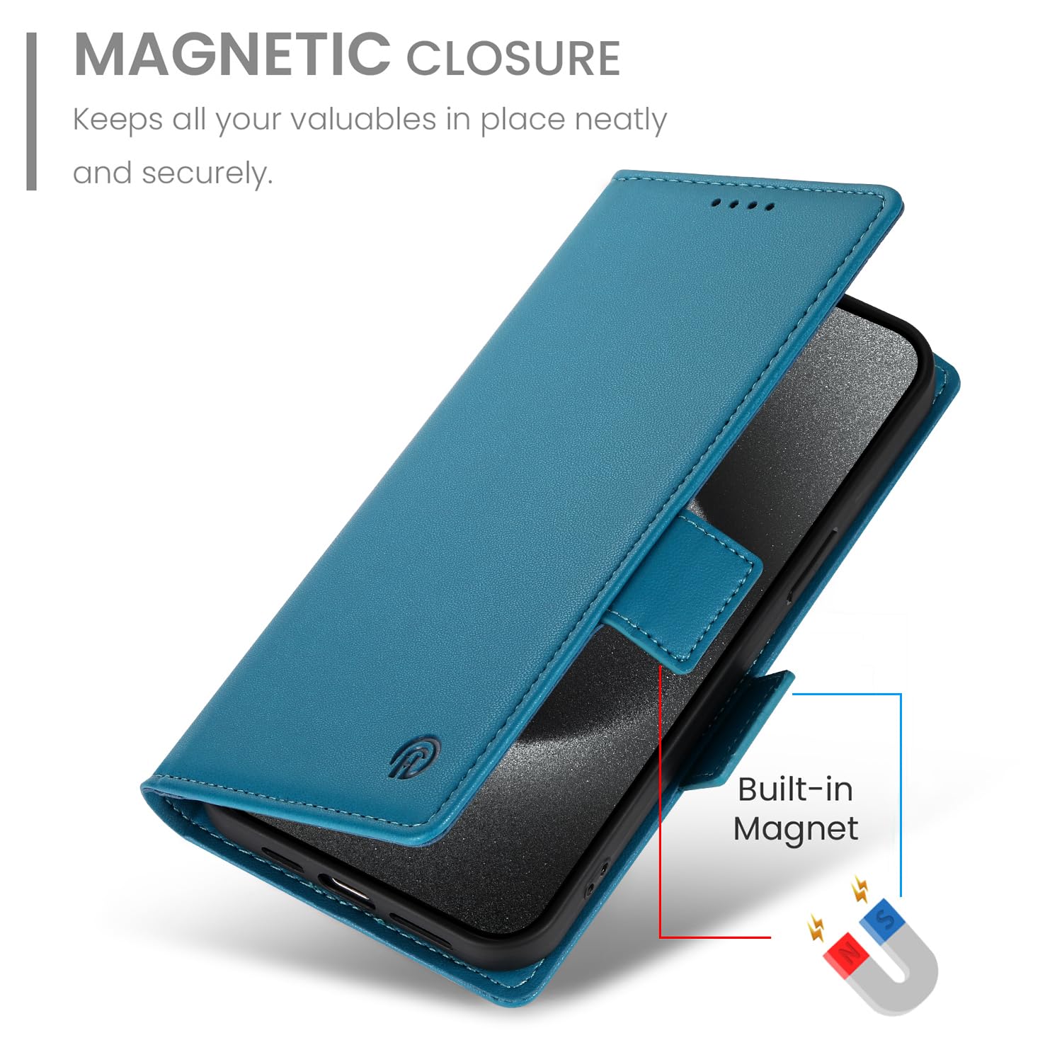 Wuhaizher iPhone 12 Case iPhone 12 Pro Case Flip Leather Folio Book Style Wallet Cover with Card Holder Magnetic Kickstand Silicone Shockproof Protector Phone Case for iPhone 12/12 Pro - Image 4