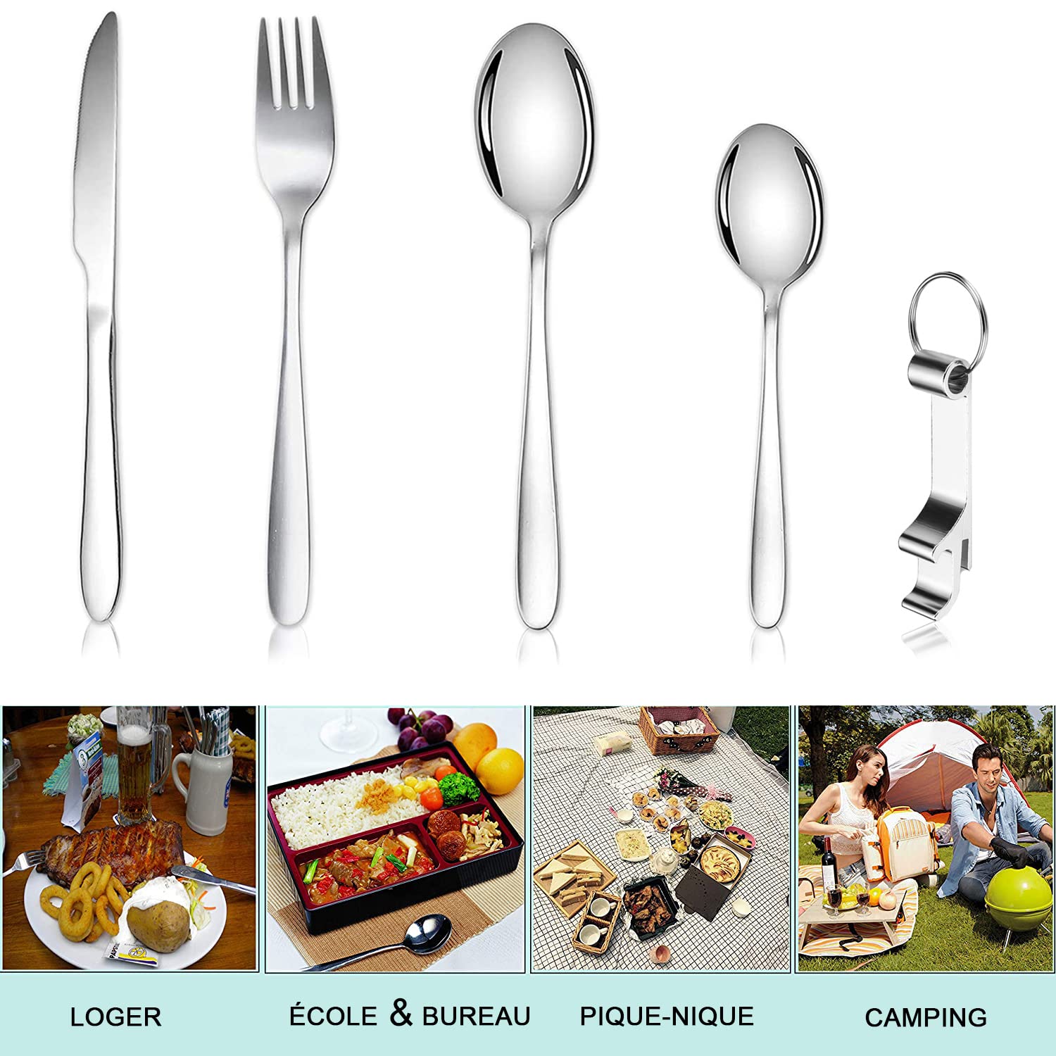 Couverts De Camping Pliable,5 En 1 Set De Couverts De Camping,Set De