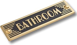 The Metal Foundry Bathroom Metal Door Sign. Art Deco Style Home DÃ©cor Accessories Door Or Wall Brass Plaque. Handmade in England.