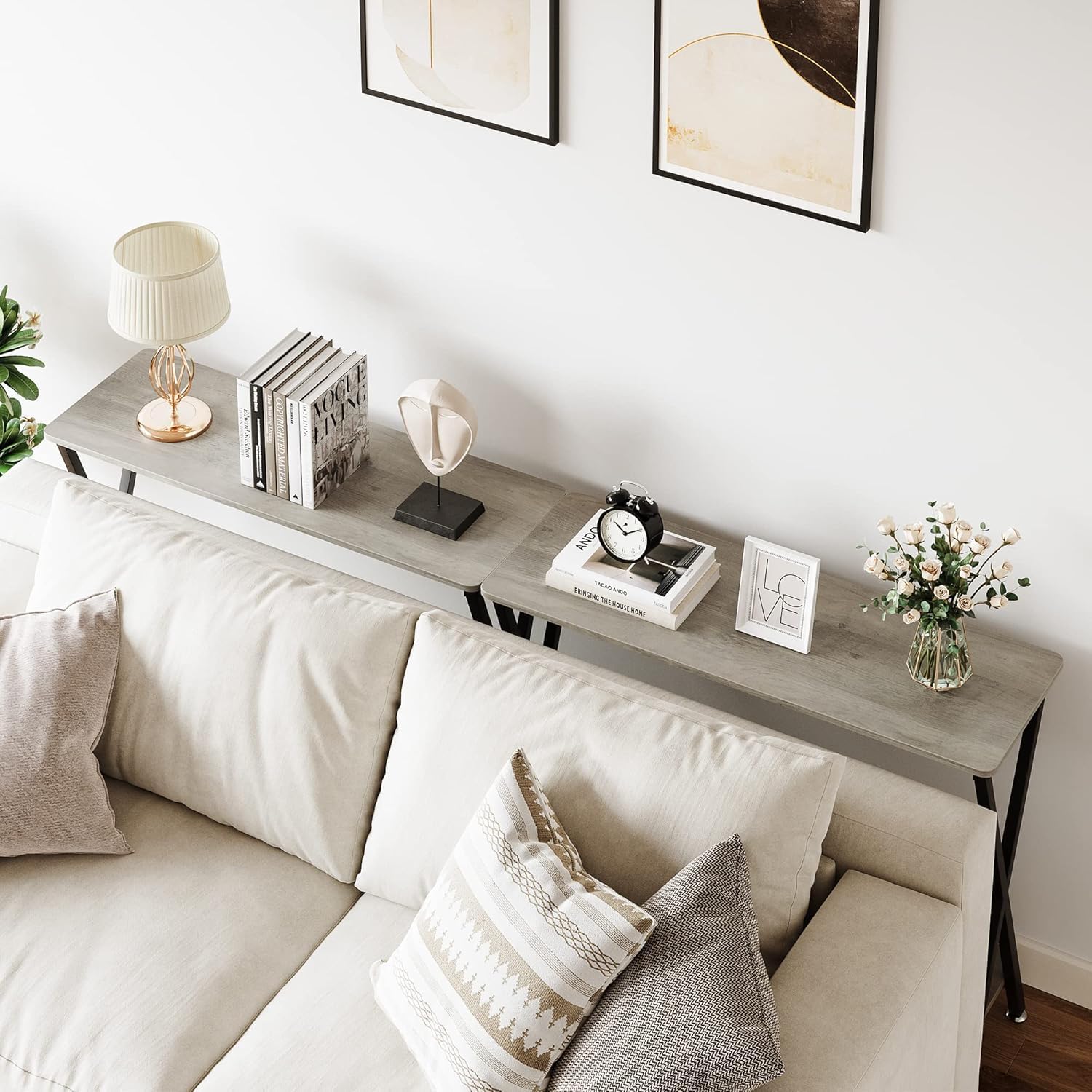 Garvee Console mobili, ingresso ingresso tavolo consolle, uso in ingresso e soggiorno per posizionare decorazioni e oggetti quotidiani, struttura robusta, 85 × 30 × 81 cm, grigio