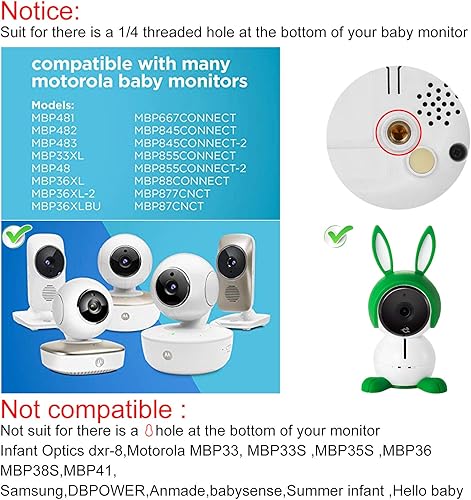 Miniatura 5 de Soporte de pared de ángulo ajustable para monitor de bebé Arlo, monitor de bebé Motorola y cámara de monitores universales, material de aleación de