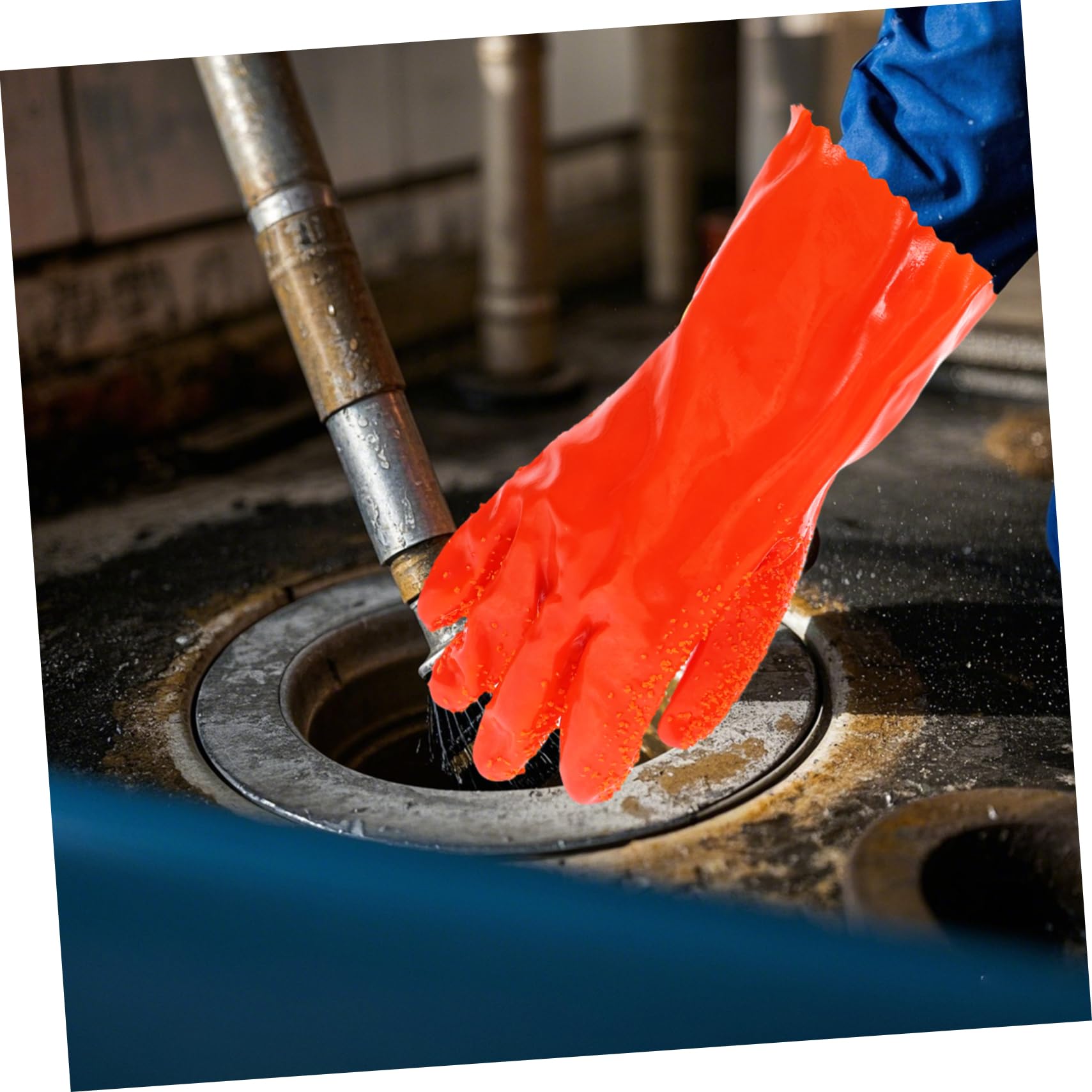 SEWACC 6 Guantes de Limpieza Impermeables Antideslizantes para Drenaje y Plomería de Guantes Resistentes la Abrasión Diseño Flexible Tipo Serpiente Uso y Seguro