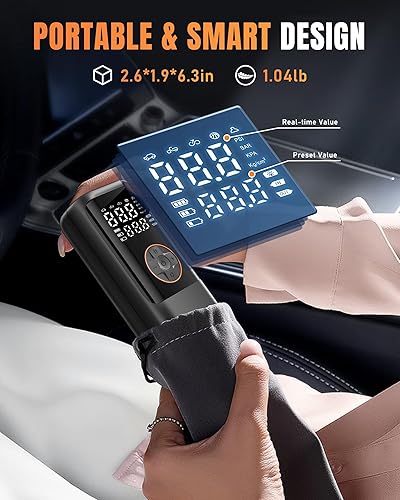 Miniatura 5 de Compresor de aire portátil para inflador de neumáticos, compresor de aire de 150 PSI para neumáticos de automóvil, bomba de bicicleta inalámbrica