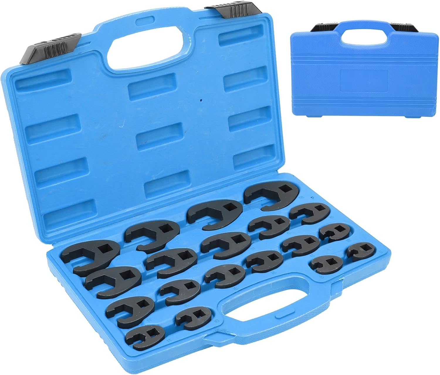 19pcs Crowfoot Spanner Set CrMo Steel 3/8in 1/2in Crow's Foot Wrench Metric Set for Recessed Fasteners for DIY Enthusiasts