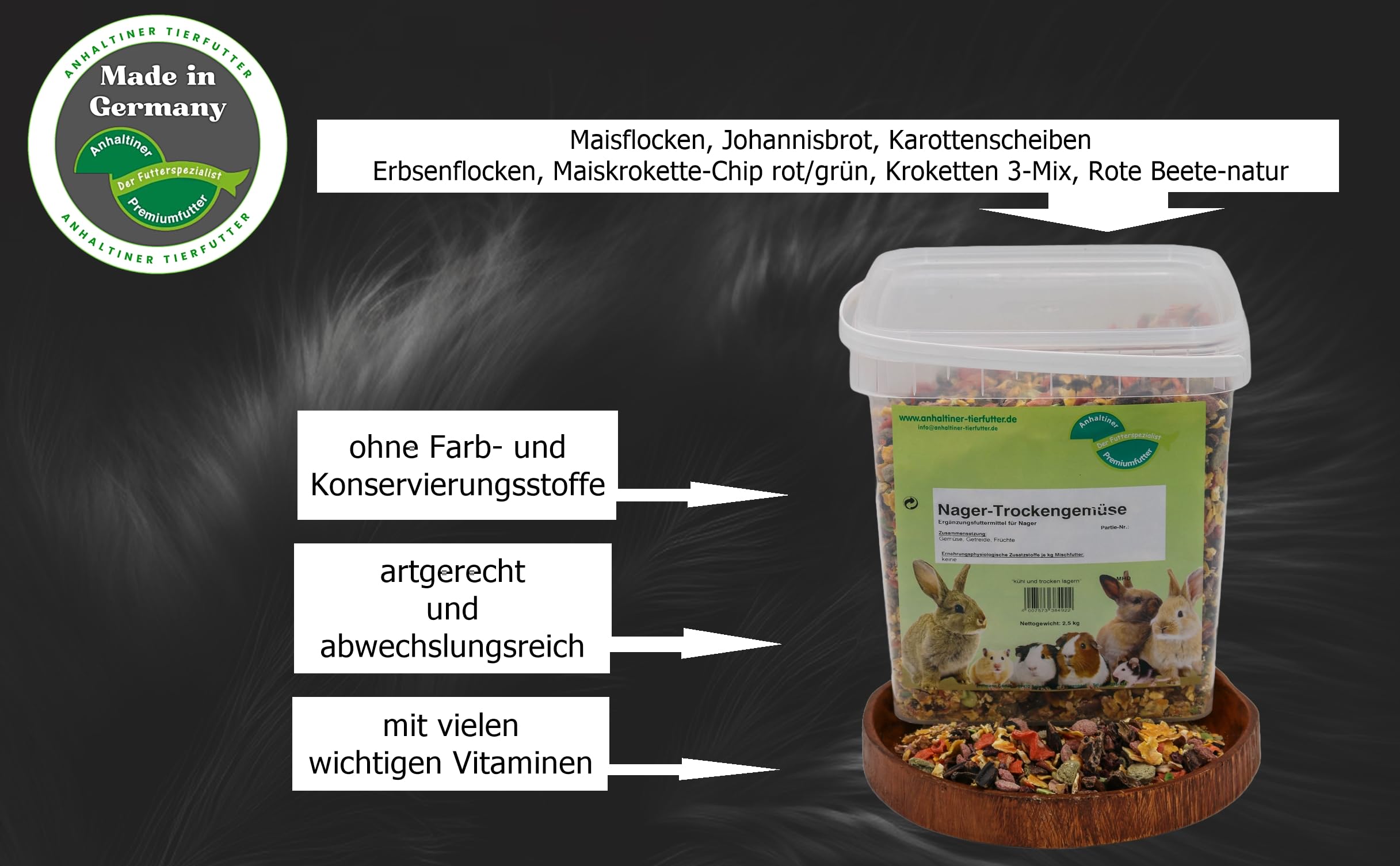 Anhaltiner Nager-Trockengemüse 10 kg Premiumfutter Nagerfutter Ergänzungsfutter