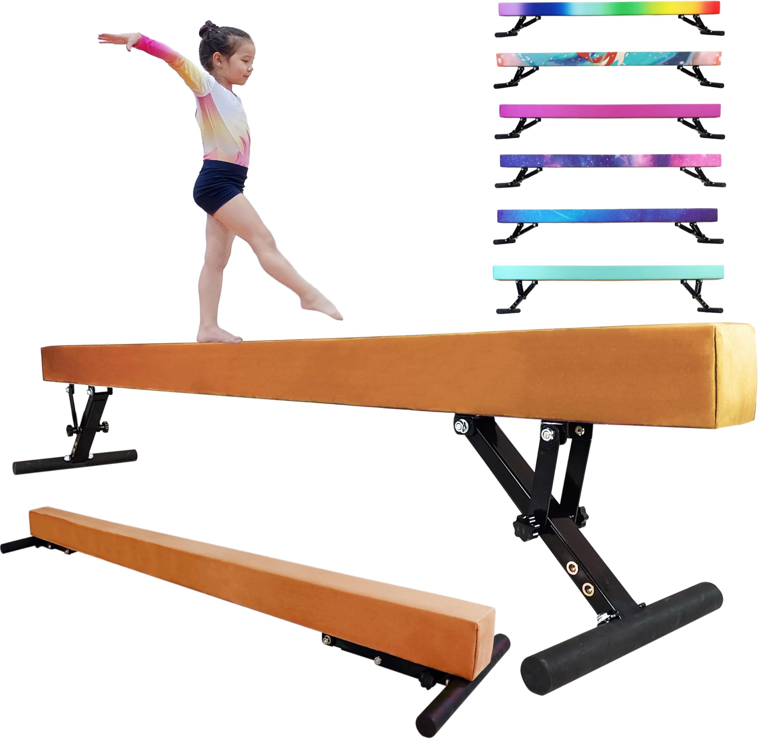 8FT Balance Beam Gymnastics Beam for Kids of All Gymnastic Levels, Height Adjustable Gymnastic Training Beam Gymnastics Equipment for Teens Adults at Home and Gym Use