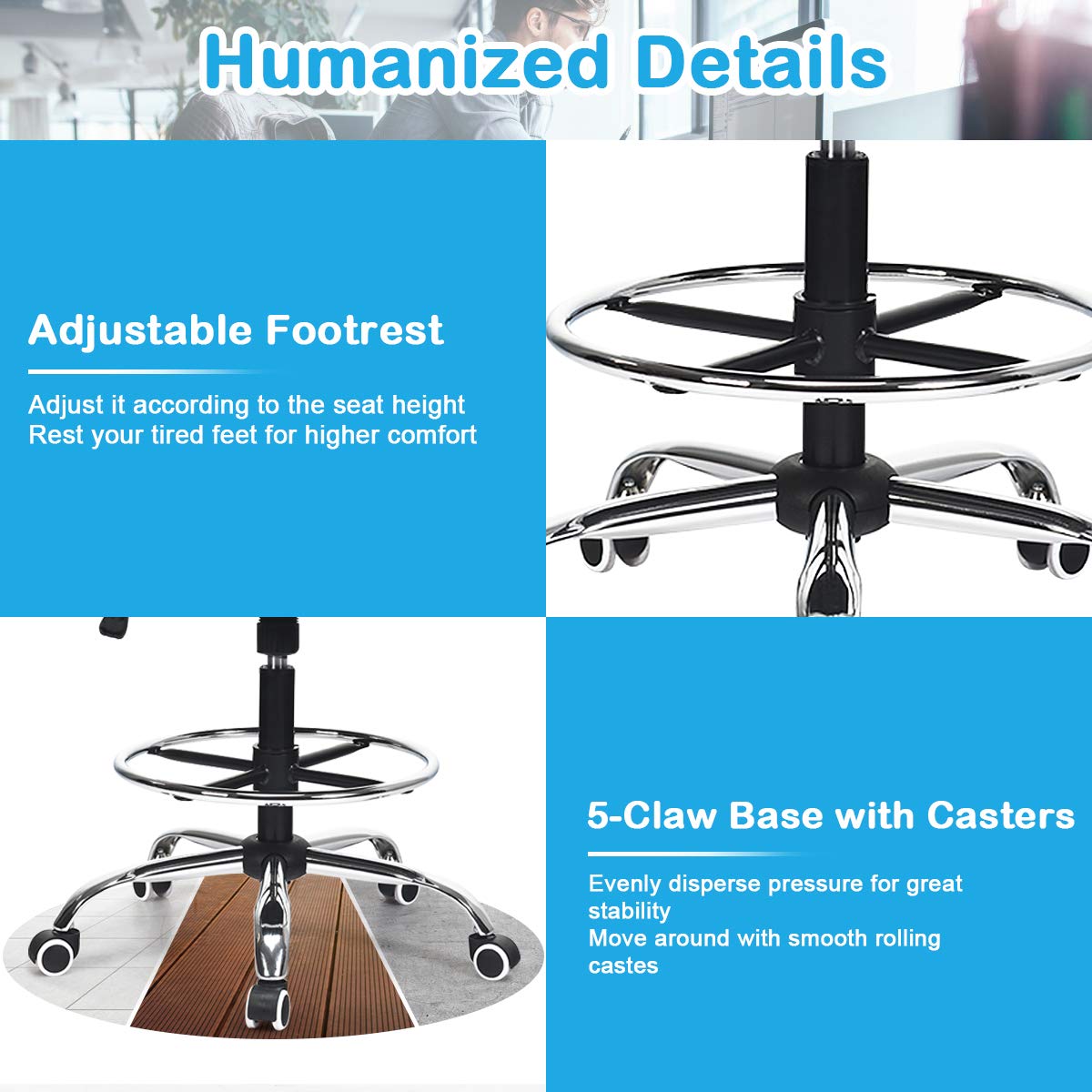 Giantex Mesh Drafting Chair, Standing Desk Stool with Lumbar Support