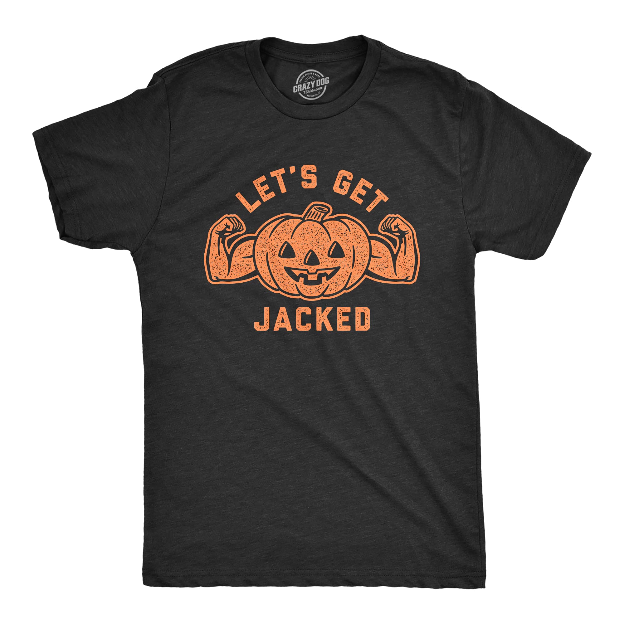 Mens Let's Get Jacked T Shirt Funny Halloween Pumpkin Jack-o-Lantern Graphic Tee
