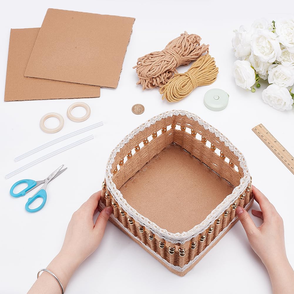 FREEBLOSS Kit de Panier en Macramé Kit de Vannerie avec Instructions pour Débutants Boîtes de Rangement en Macramé à Faire Soi Même Fournitures pour la Fabrication de Paniers et Cadeaux Artisanaux