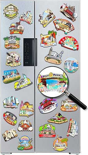 Miniatura 4 de Imán de madera 3D de Ciudad de Panamá Americana, Ciudad de Panamá, Ciudad de Playa, Imanes Clásicos para Nevera, Manualidades Artesanales de Viaje,
