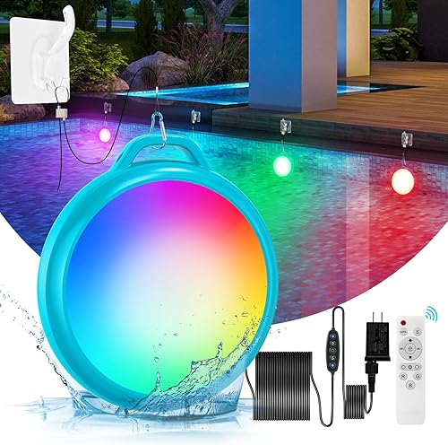 64 luces LED para piscina sobre el suelo, 10 W RGB que cambian de color, luz de piscina enterrada con control remoto, IP68, impermeable, resistente