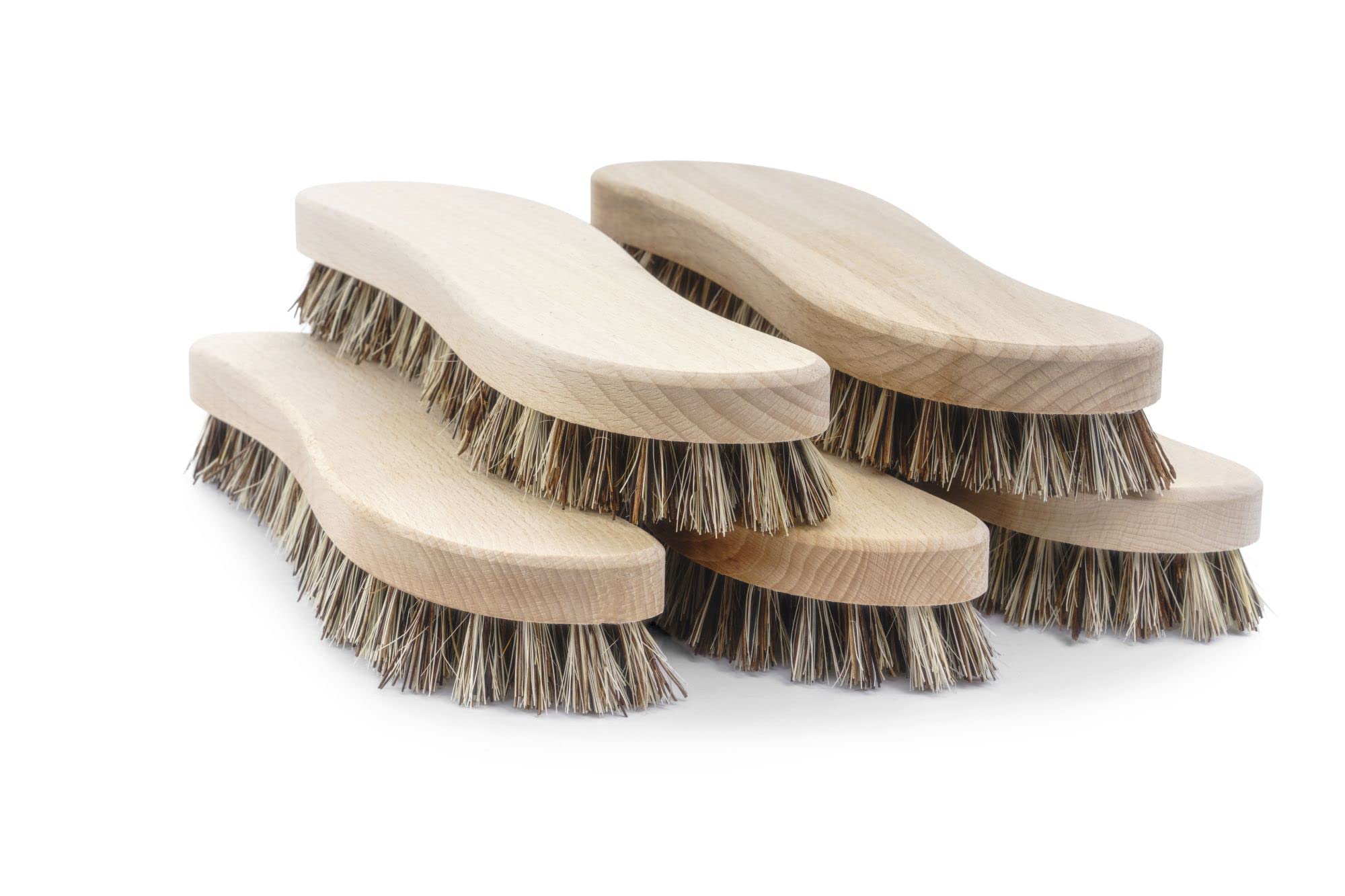 Novaliv 10x Handbürste aus stabilem Holz mit Union Borsten Nagelbürste Bürste für Hand Nägel und Finger S-Form für professionelle Reinigung ergonomischer Griff Handwerkerbürste