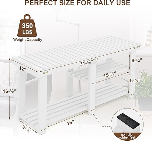 Miniatura 3 de FLYJOE Zapatero organizador de zapatos independiente de 3 niveles con asiento, banco de entrada, estante de almacenamiento para cocina, sala de