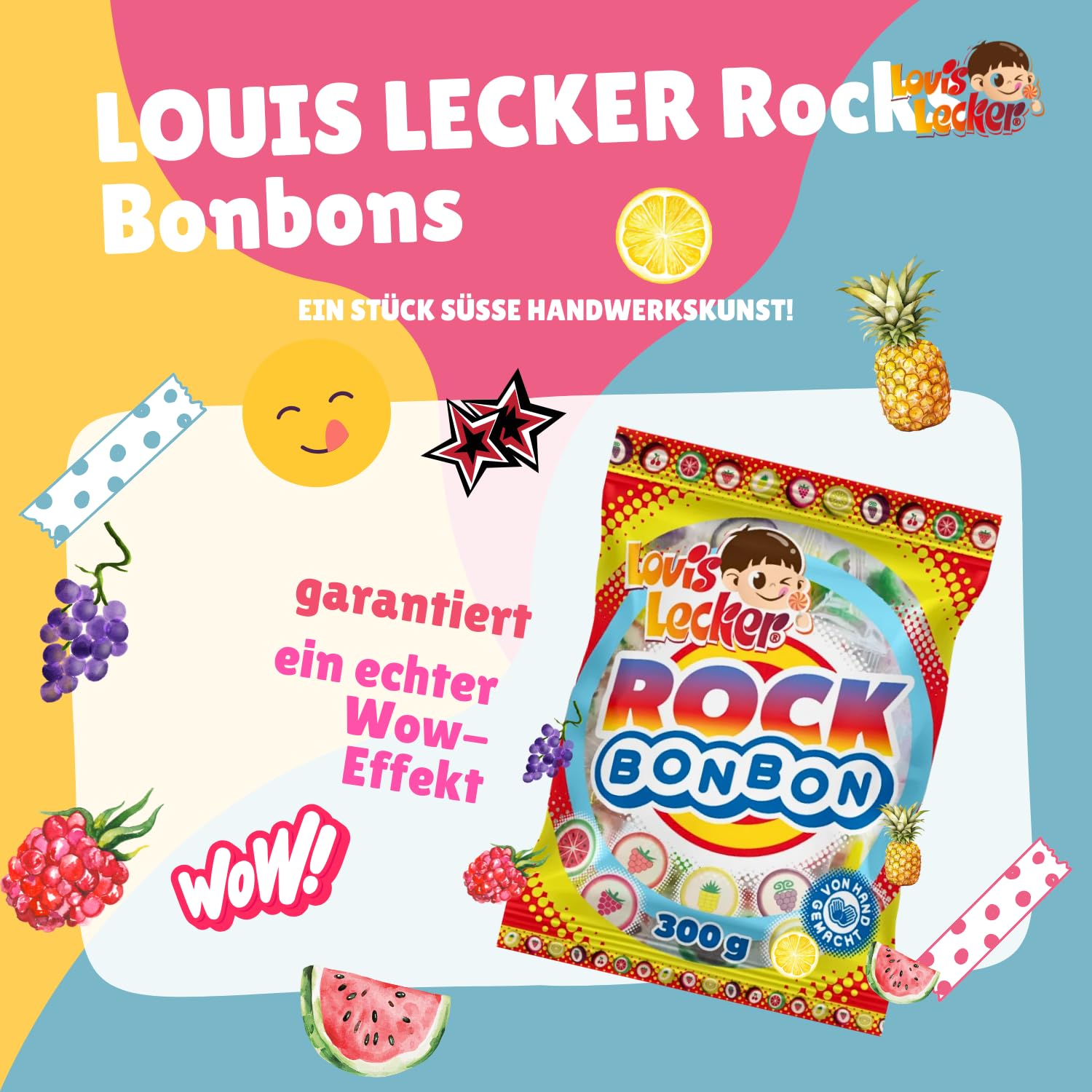 LOUIS LECKER Rocks Bonbons 20 x 300g Handgemachte Hartkaramellen