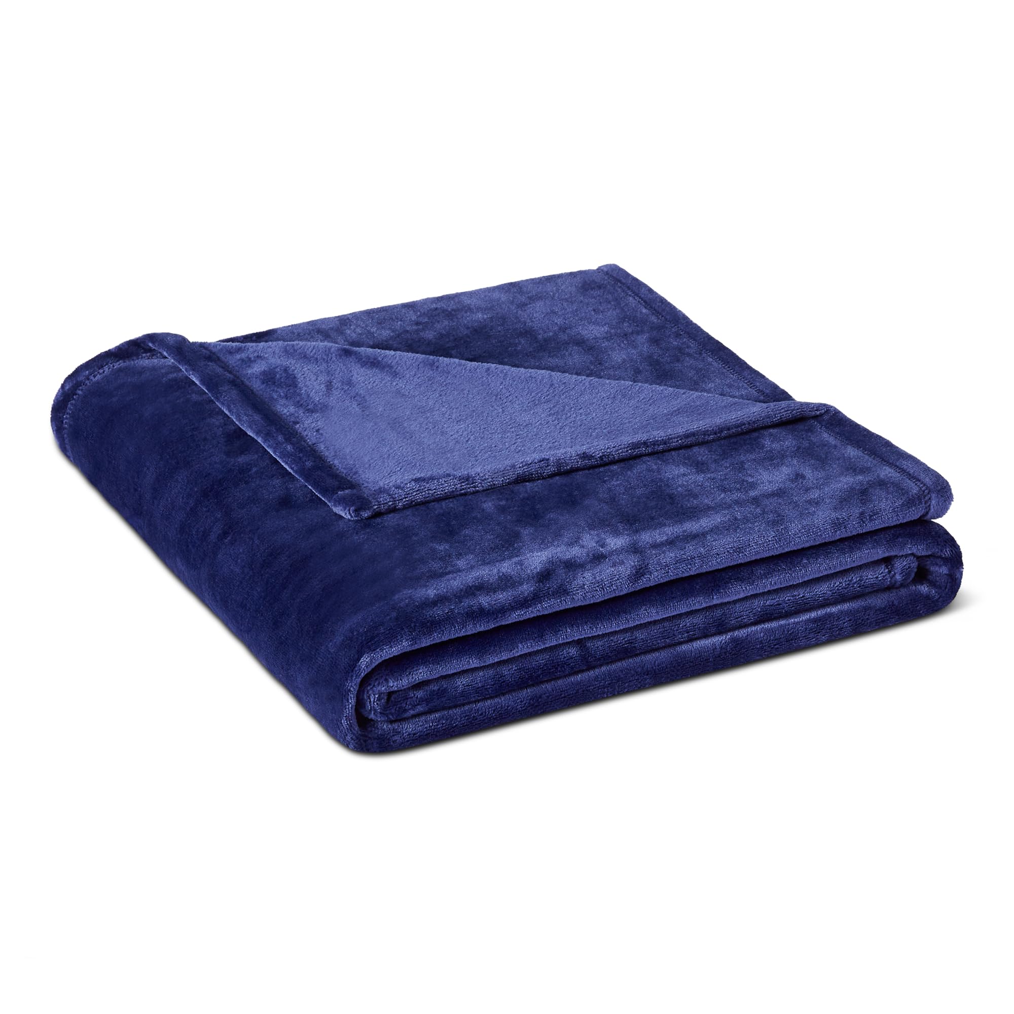 Amazon Basics Throws for Sofas, Soft Fluffy Fleece Throw Blanket, 127 x 152 cm, Navy