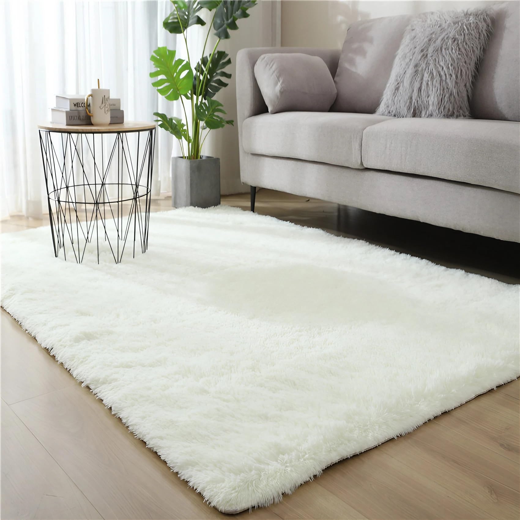Tappeto Morbido Camera Letto, Tappeto Peloso Salotto Moderno, Tappeto Antiscivolo da Sala Shaggy Tappeto di Area per Camera, Soggiorno, Salotto(B,120 x 160 cm)