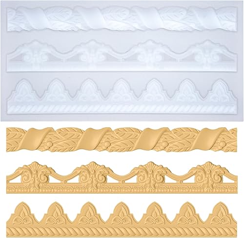 Moldes de arte para arcilla de arcilla seca al aire yeso resina epoxi fondant pastel decoración 3 bordes adornos