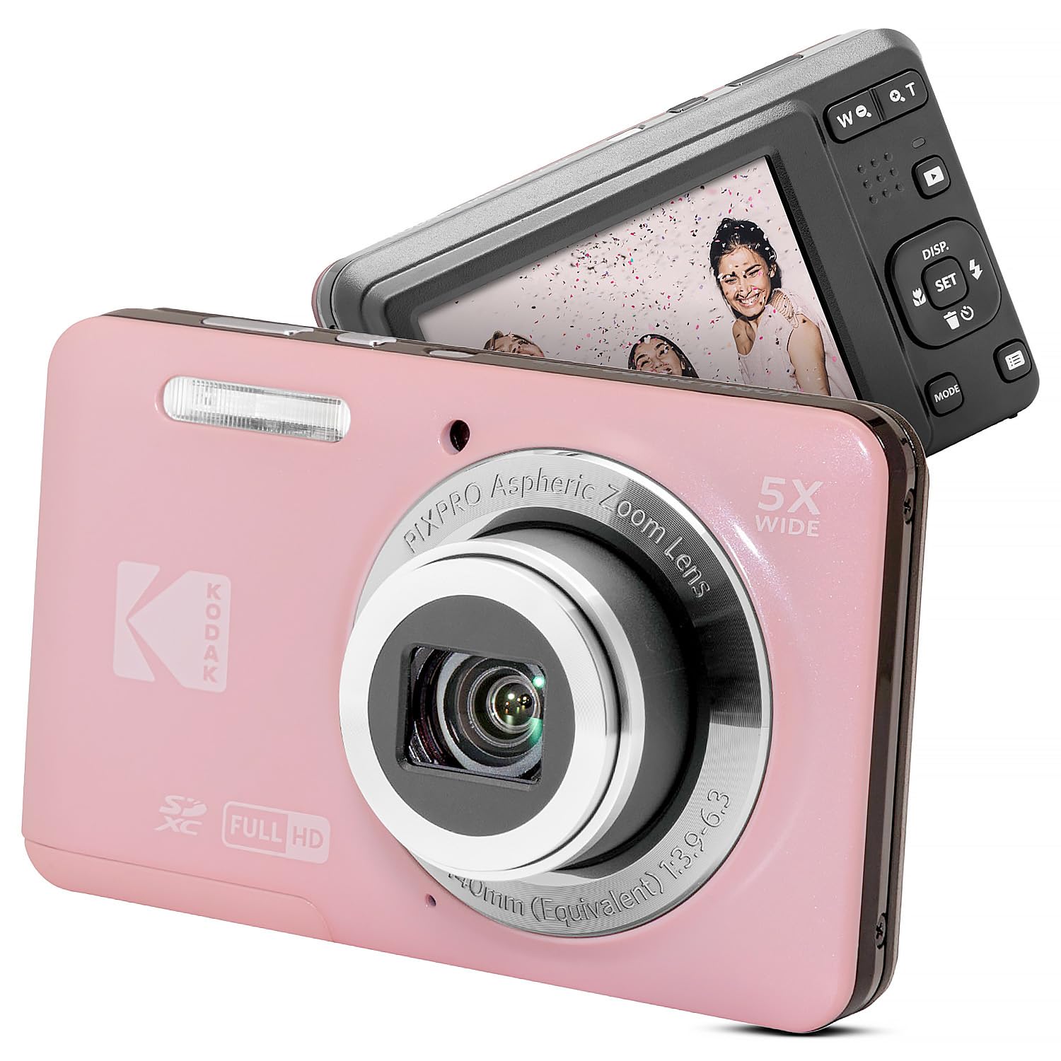 Kodak PixPro - Fotocamera digitale con zoom FZ55, 16 MP, 1080p, Full HD, con zoom ottico 5x, per vlogging (rosa pastello)