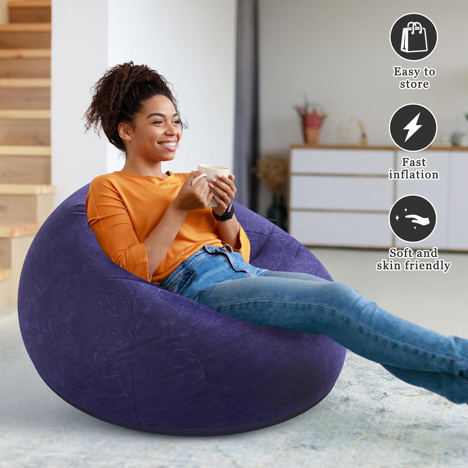 XIBO Spherical Sofa Lounge Chair Lazy Sit Folding Portable Inflatable Chair Suitable for Living Room, Bedroom, Balcony, Reading Room Use. 1