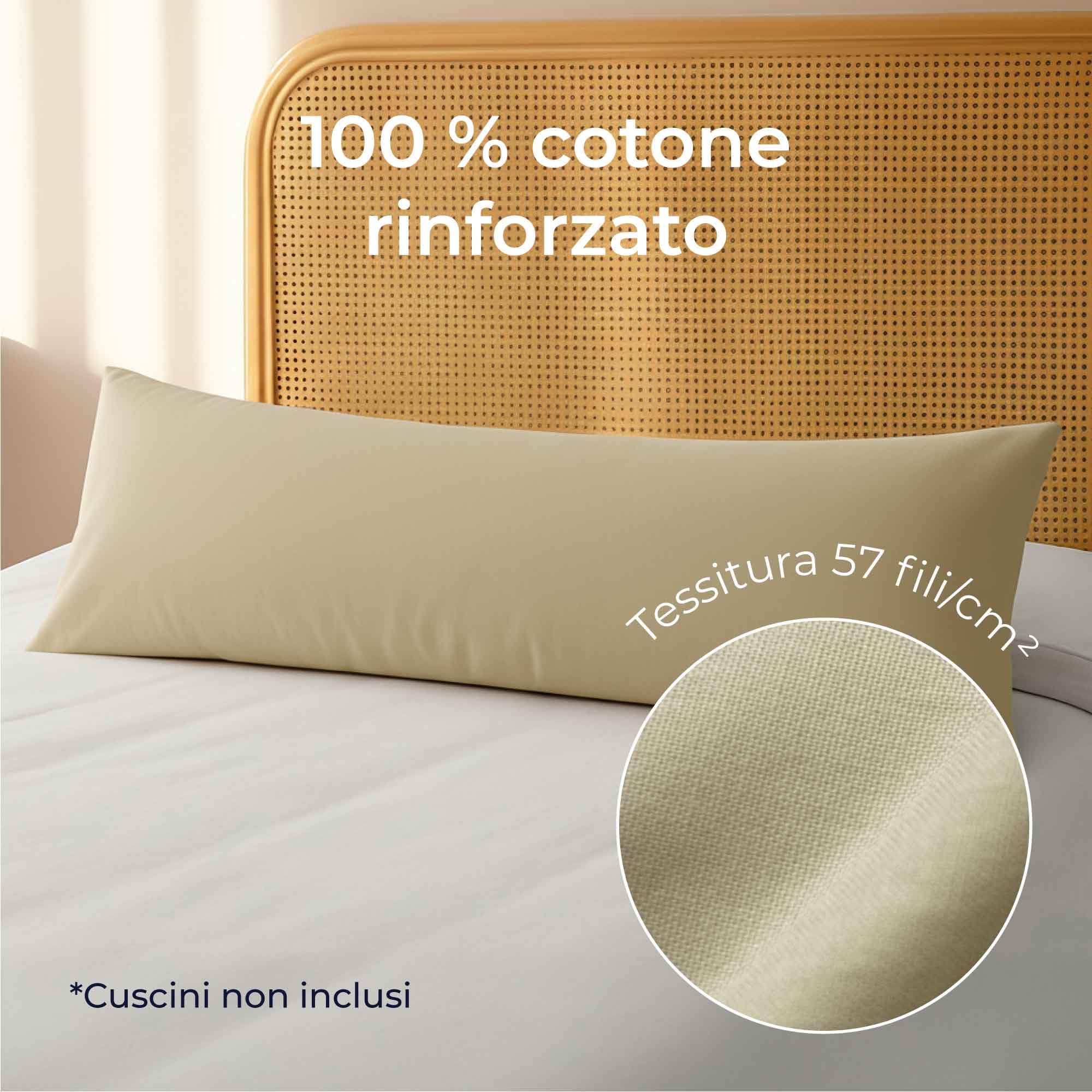 Federe 40x145 Cotone Rinforzato (Set da 2) - Beige - Trama Fitta a 57 Fili/cm² - Federe Cuscini 40x145 cm - Federe Cuscino 40x145 Certificate Oeko Tex - Dreamzie