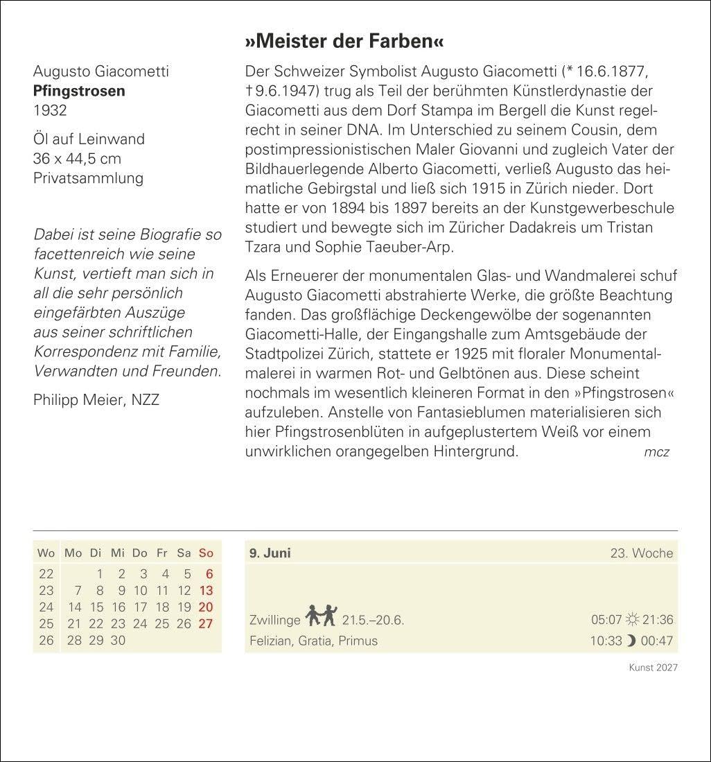 Kunst Tagesabreißkalender 2027 - Kulturkalender - Künstler, Werke, Museen: Kunstvoller Tageskalender 2027 zum Abreißen. Kultur-Kalender mit hochkarätigen Kunstwerken aus Galerien und Museen aller Welt