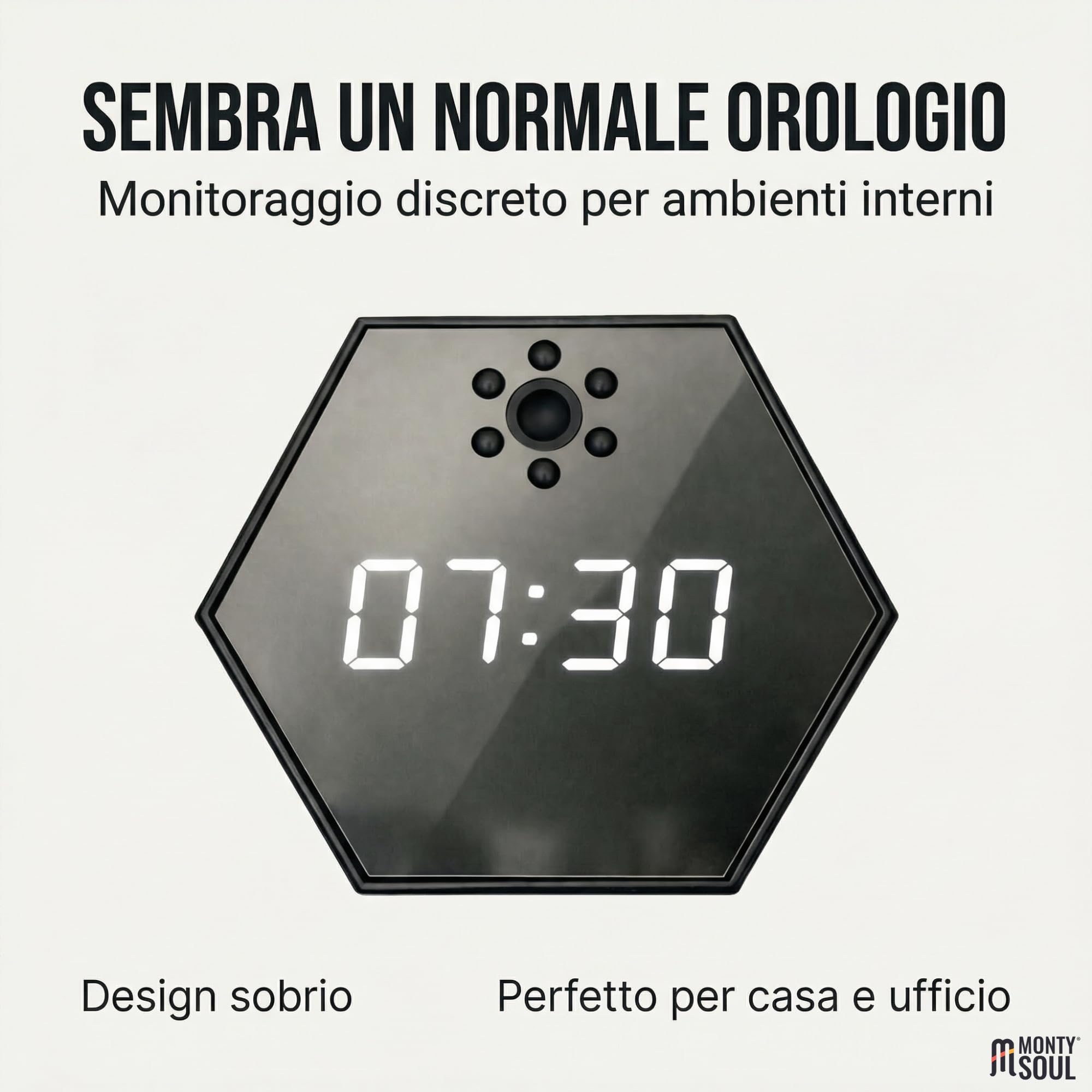 Orologio Sveglia Digitale con Telecamera Wi-Fi – Videosorveglianza Discreta per Casa e Ufficio – Controllo da App, Visione in Tempo Reale