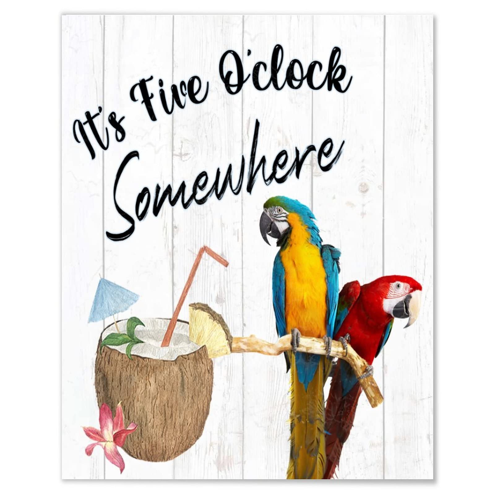 Plaque murale décorative en bois vintage It's 5 O'Clock Somewhere 40,6 x 50,8 cm
