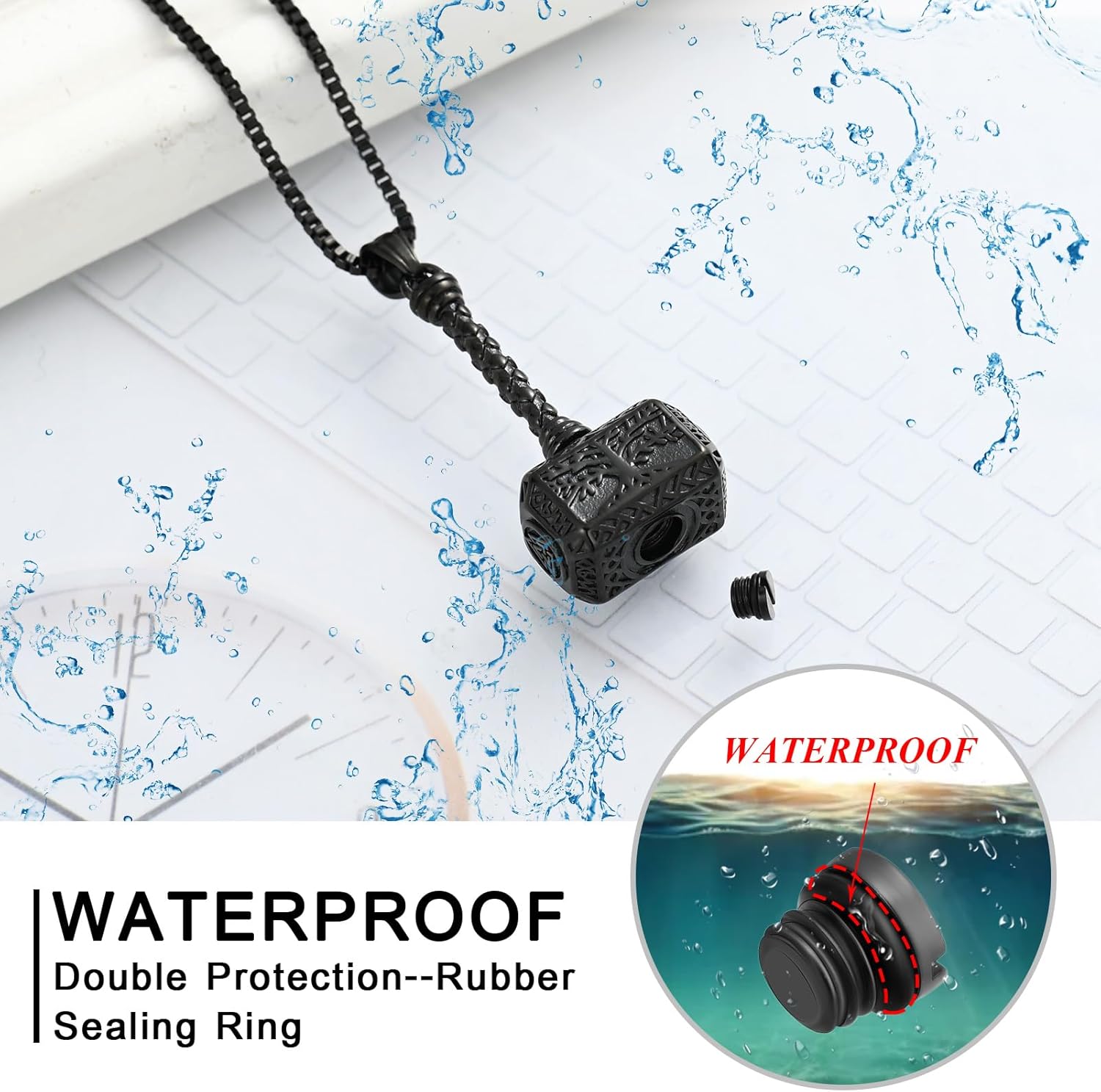 XSMZB Viking Thor Hammer Cremation Jewelry for Ashes Tree of Life Hammer Keepsake Ashes Necklace for Human Pet Funeral Memorial Pendant - Image 4