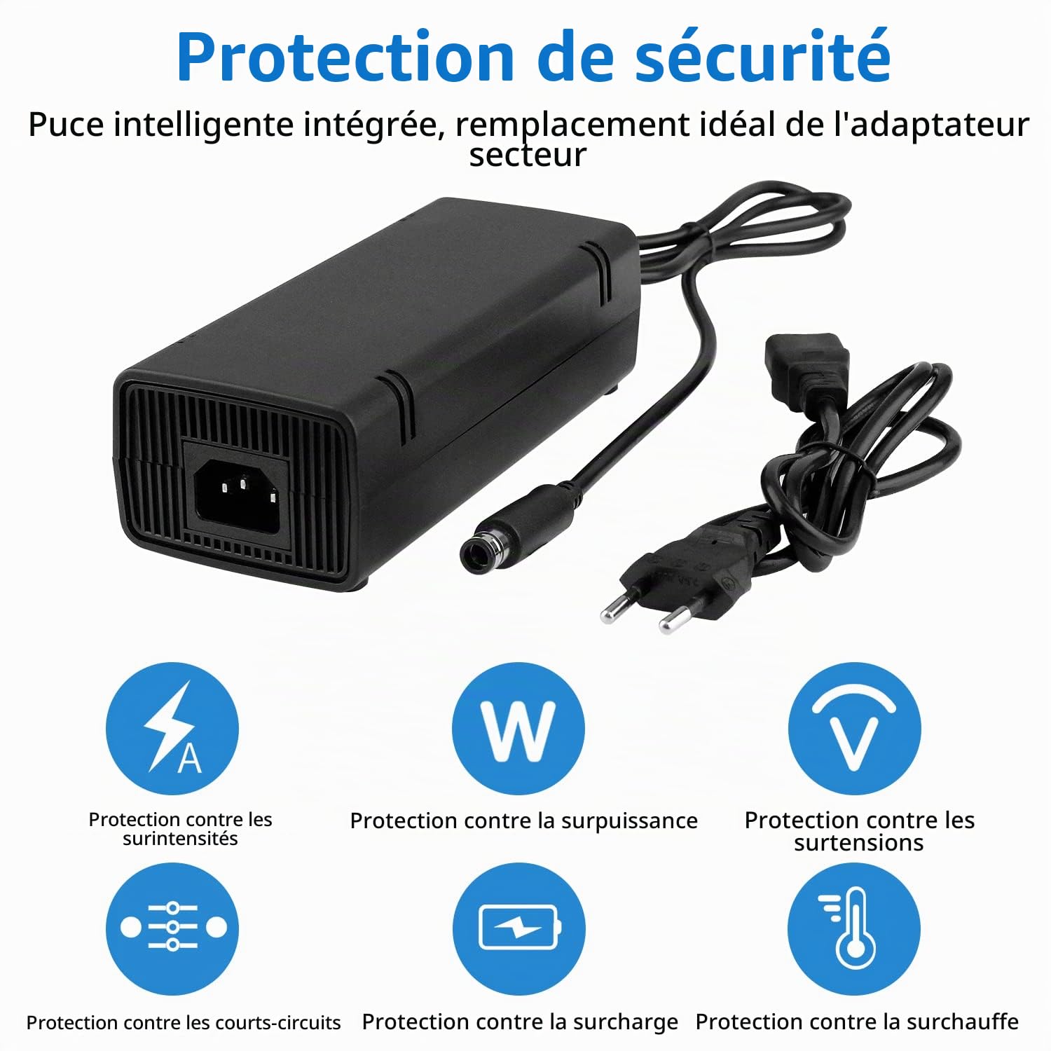 OSTENT EU AC Adaptateur Chargeur Câble d'alimentation Cordon Compatible pour Microsoft Xbox 360 E Console