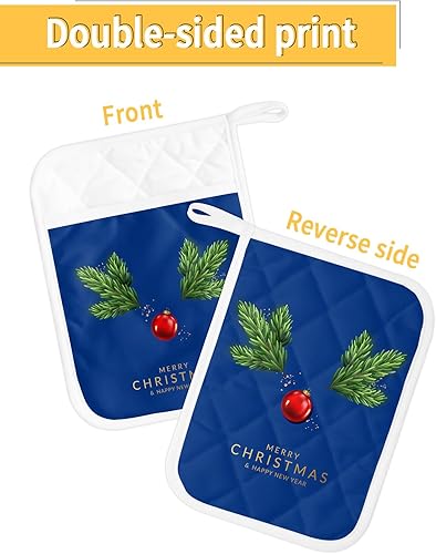 Miniatura 2 de Juego de 2 agarraderas de tela de toalla para cocina, antideslizantes y aislantes de calor, juego de agarraderas de tela de toalla con bolsillo,