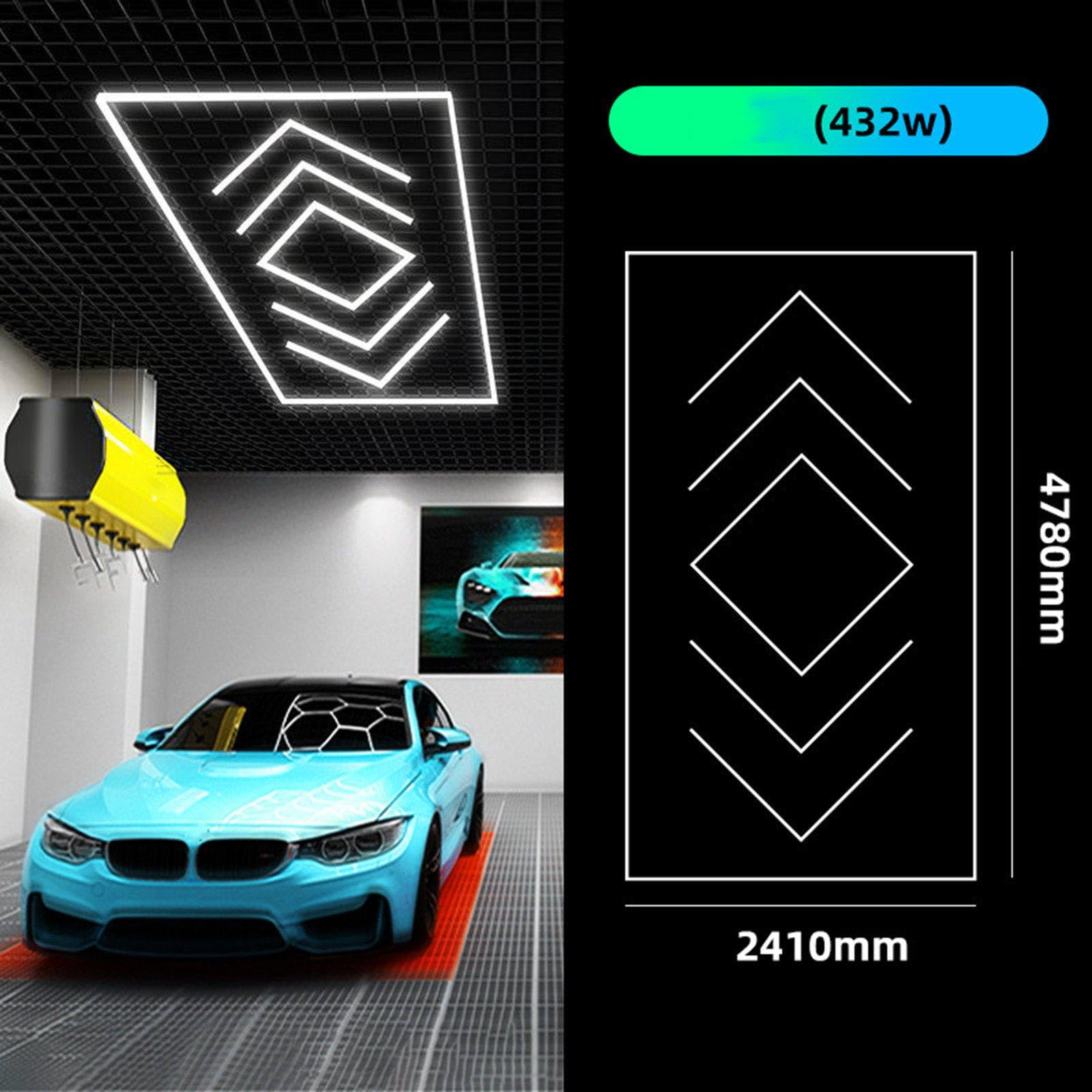 Sufitowa sześciokątna lampa garażowa LED Honeycomb Detailing Car Auto Body Repair Myjnia samochodowa Warsztat Liniowa lampa rurowa z ramą,B