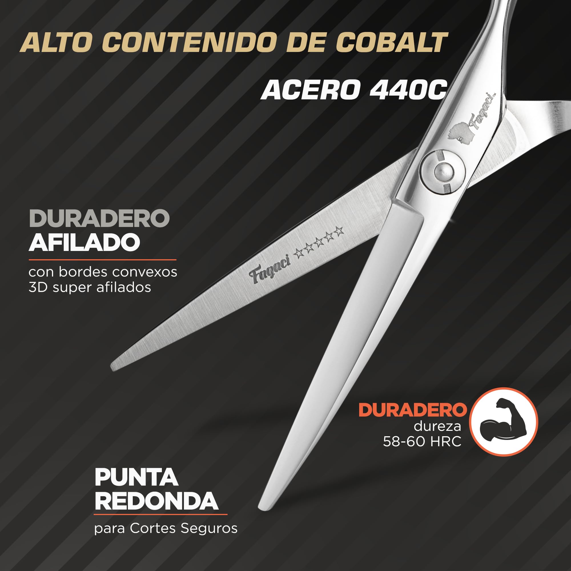 Fagaci Tijeras Peluqueria Profesional con Hojas Extremadamente Afiladas, Tijeras Cortar Pelo de Acero 440C, Tijeras Pelo Duraderas, de Movimiento Suave y de Corte Fino, Tijeras Peluqueria con Funda