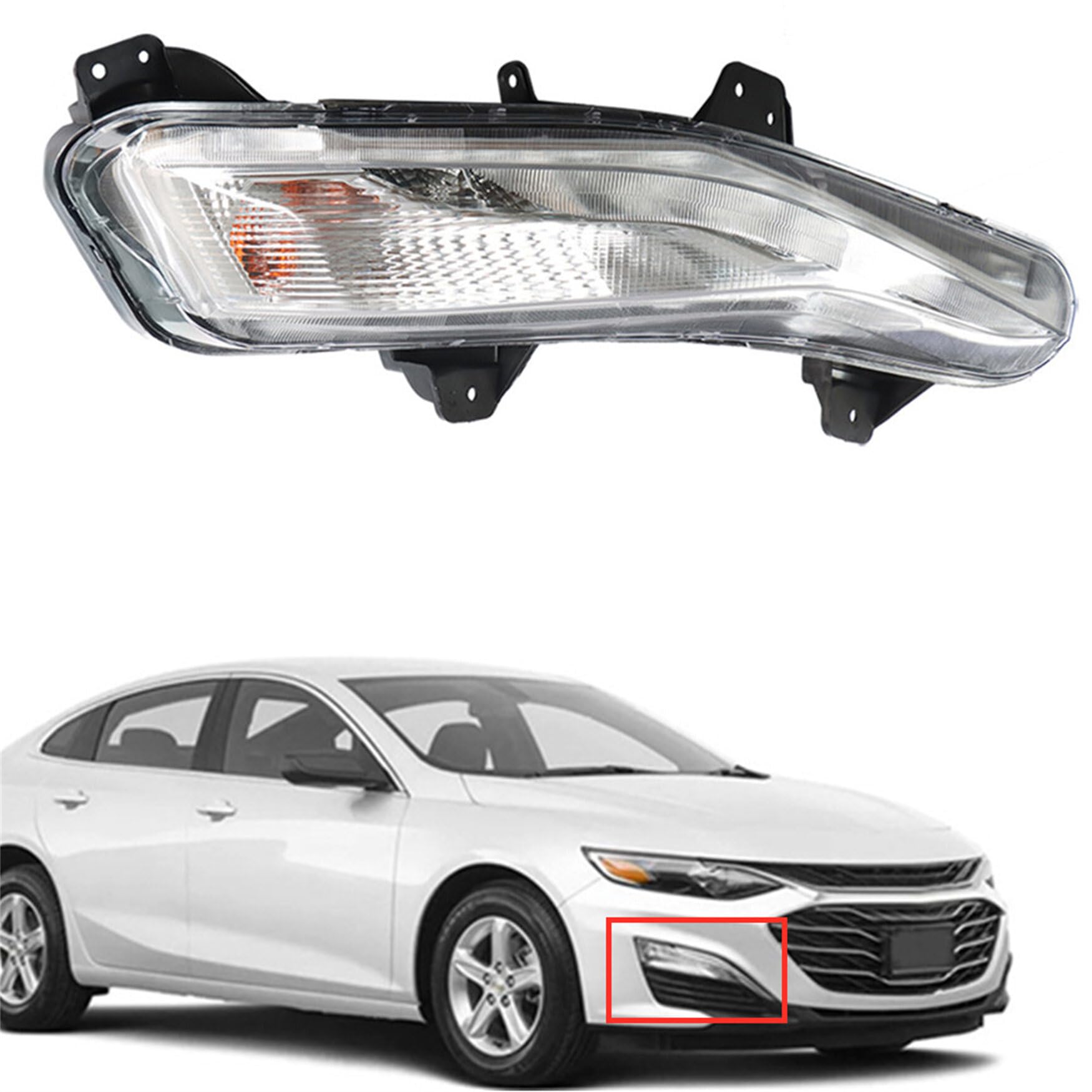 WFLNHB Passenger Right Side Fog Light Replacement for 2019-2021 Chevy Malibu Sedan DRL Bumper Turn Signal Lamp 84575553 84575552